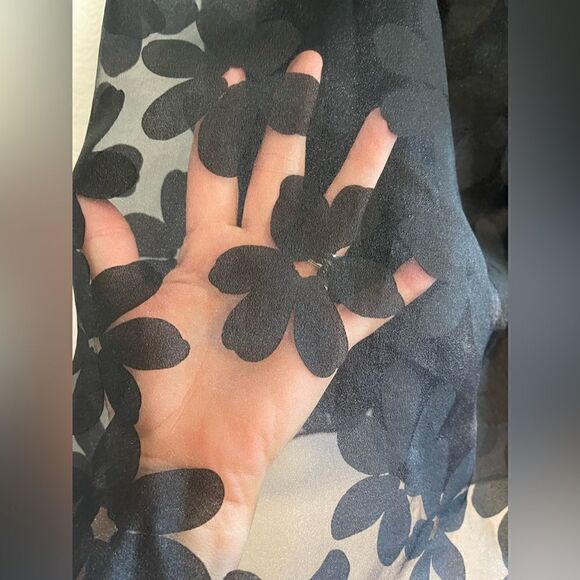 Ramy Brook Claudia floral tie neck sleeveless top black mesh NWT with Sz 8 - Picture 7 of 11